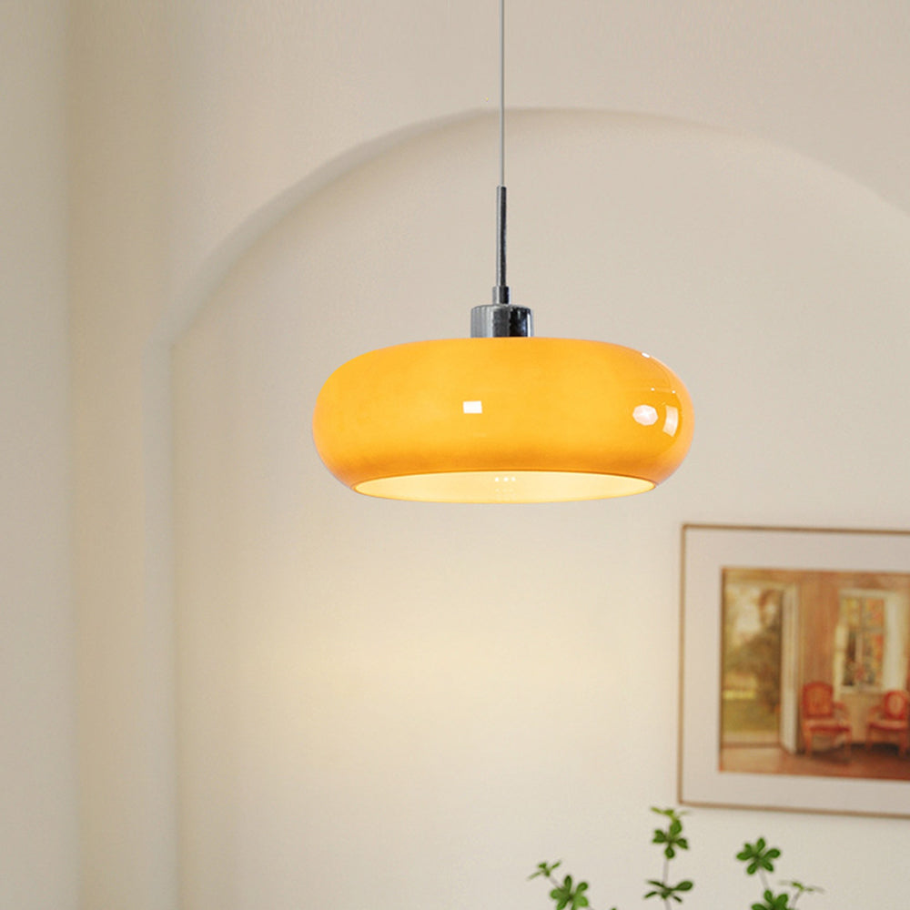 Valentina Suspension Dôme Moderne Verre, Blanc/Orange, Salle de Bain