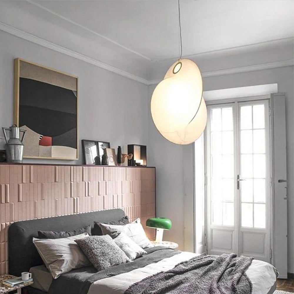 Ritta Suspension Boule Moderne, Métal/Soie, Blanc, Salon/Chambre à Coucher