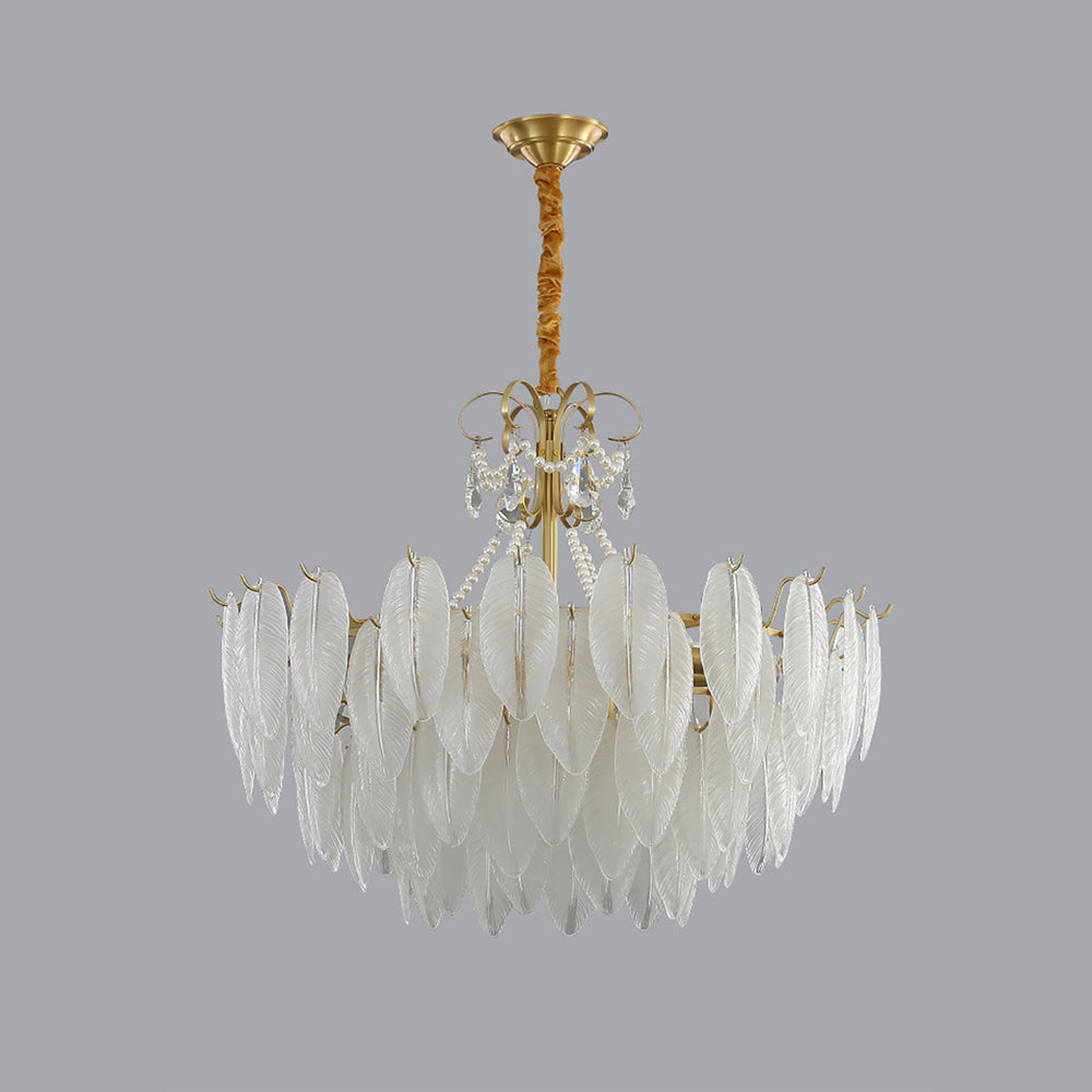 Kristy Suspension Plume Moderne, Cuivre/Verre, Doré, Salon