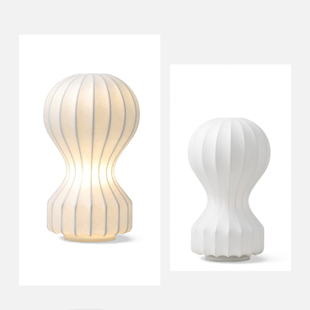 Ritta Lampe de Table Simple, Métal/Soie, Blanc, Chambre à Coucher