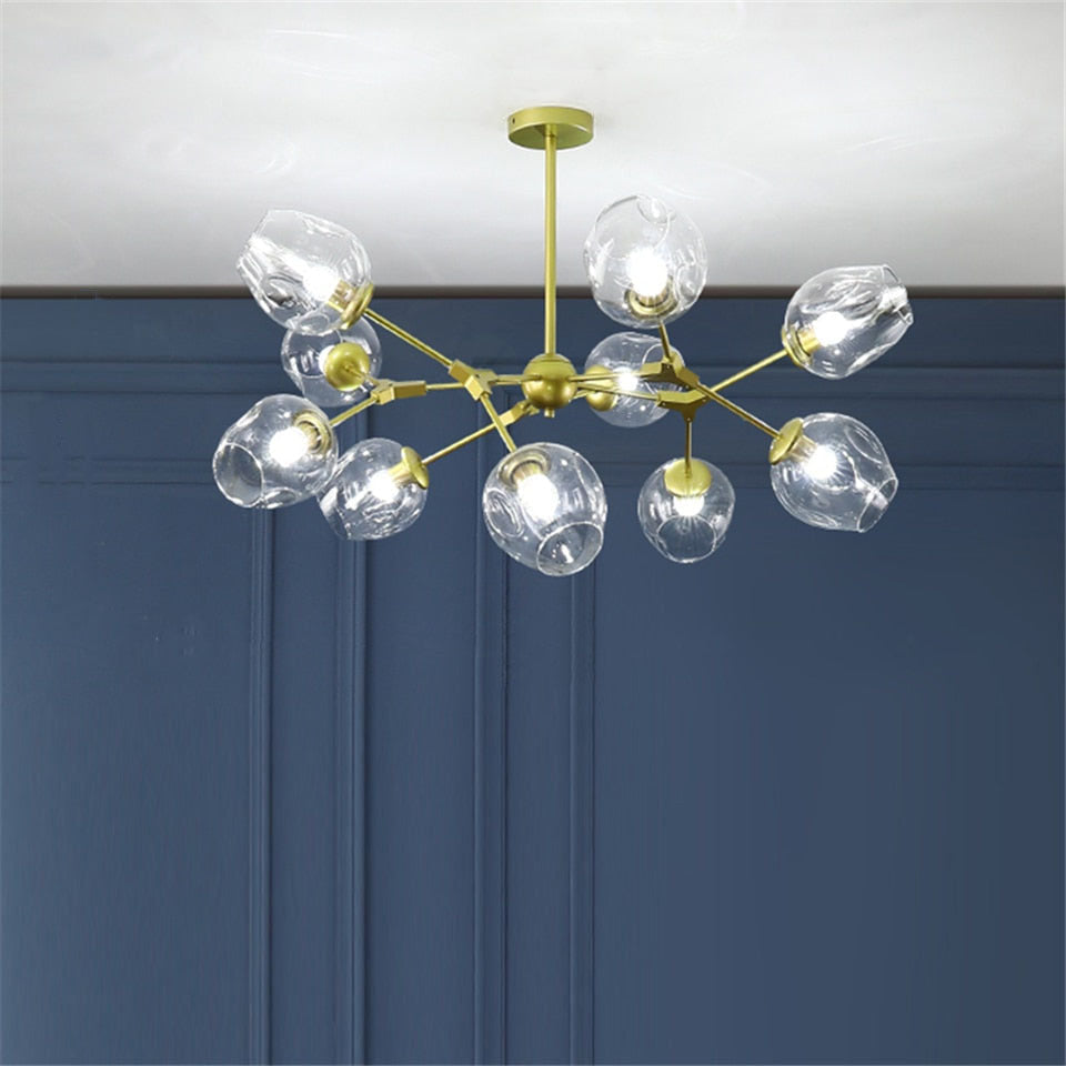 Valentina Suspension Multi Retro, Metal/Verre, Noir/Or, Chambre