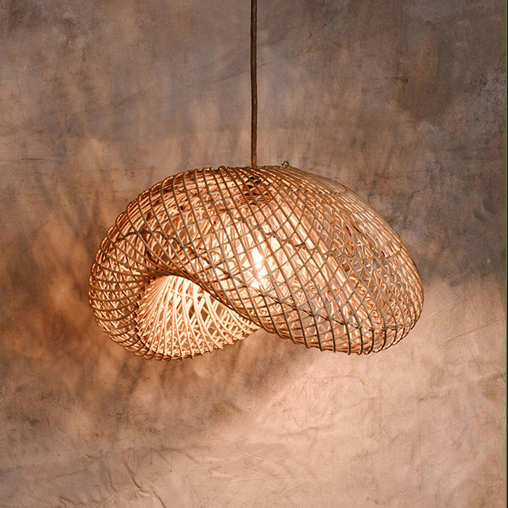 Ritta Suspension Dôme Rustique, Métal/Rotin, Marron, Salon/Café