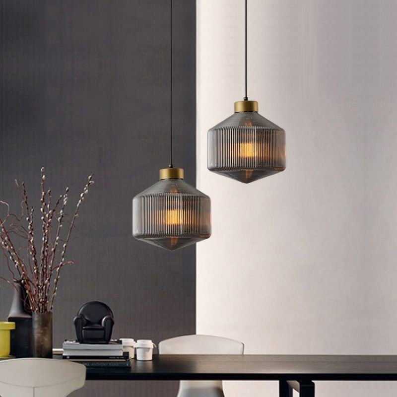 Valentina Suspension Luminaire Moderne LED Gris Fumé Verre Chambre
