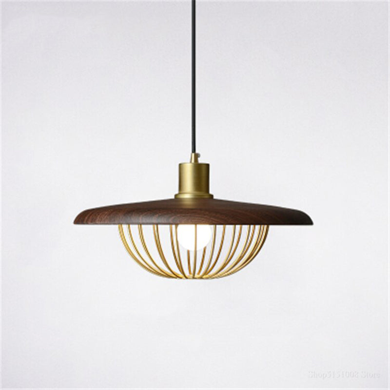 Arisha Suspension Ronde Moderne LED Luxe Métal, Or/Gris/Noir/Marron/Bois, Salon
