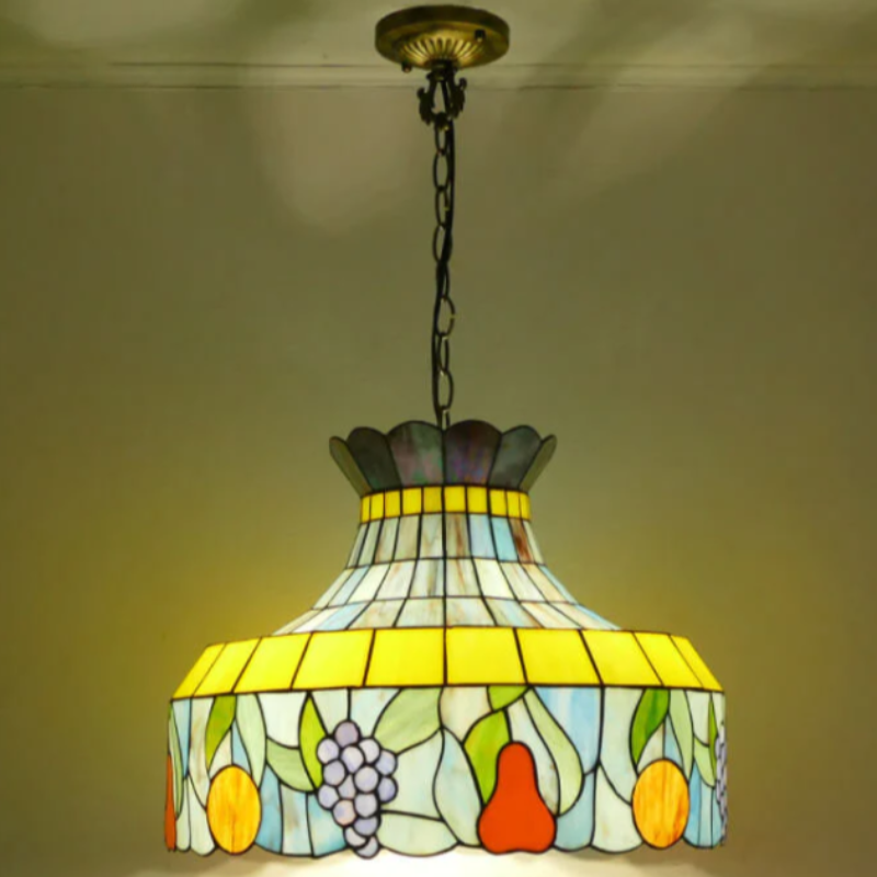 Tiffany Vintage LED Suspension Métal Verre Chambre À Coucher