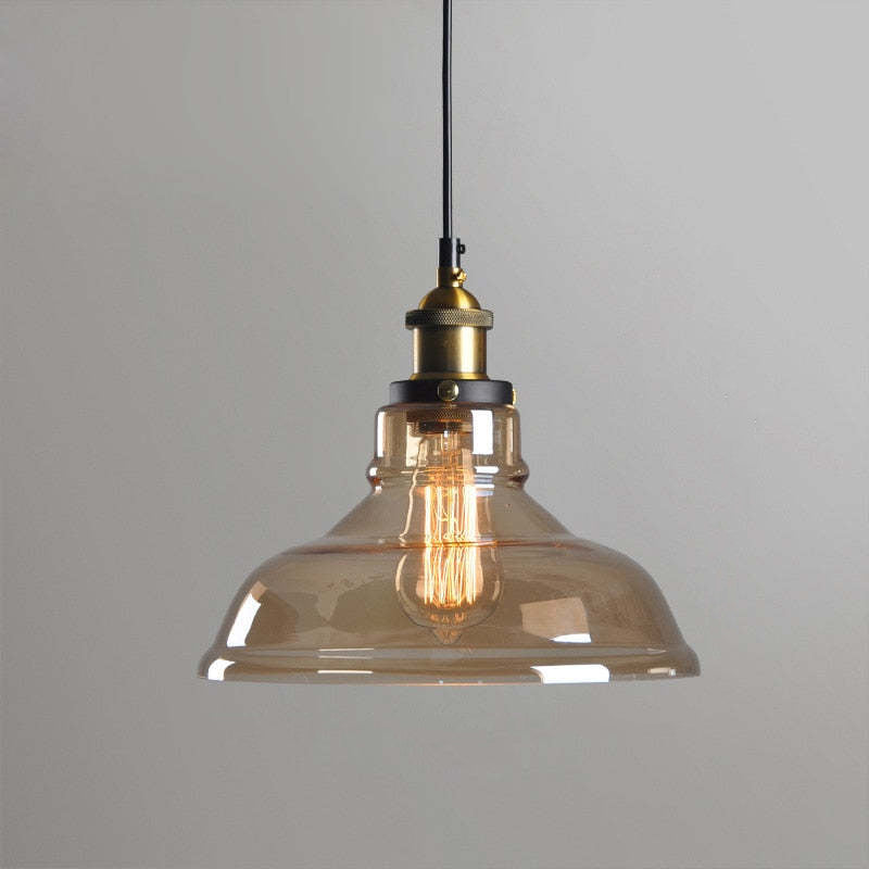 Arisha suspension Industriel en Verre, Clair/Ambre/Gris Fumé