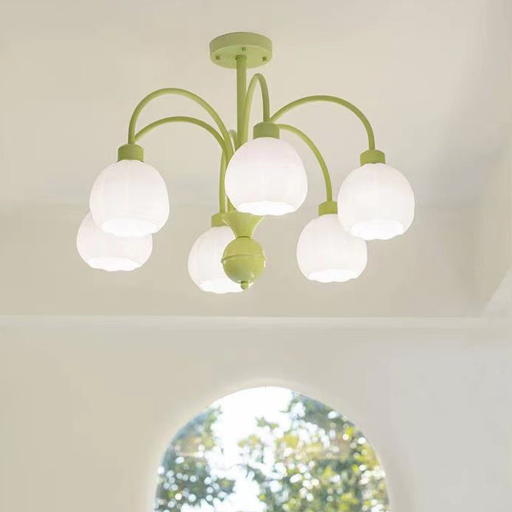 Arisha Suspension Multi Morandi, Métal/Verre, Blanc/Jaune, Couloir/Salon