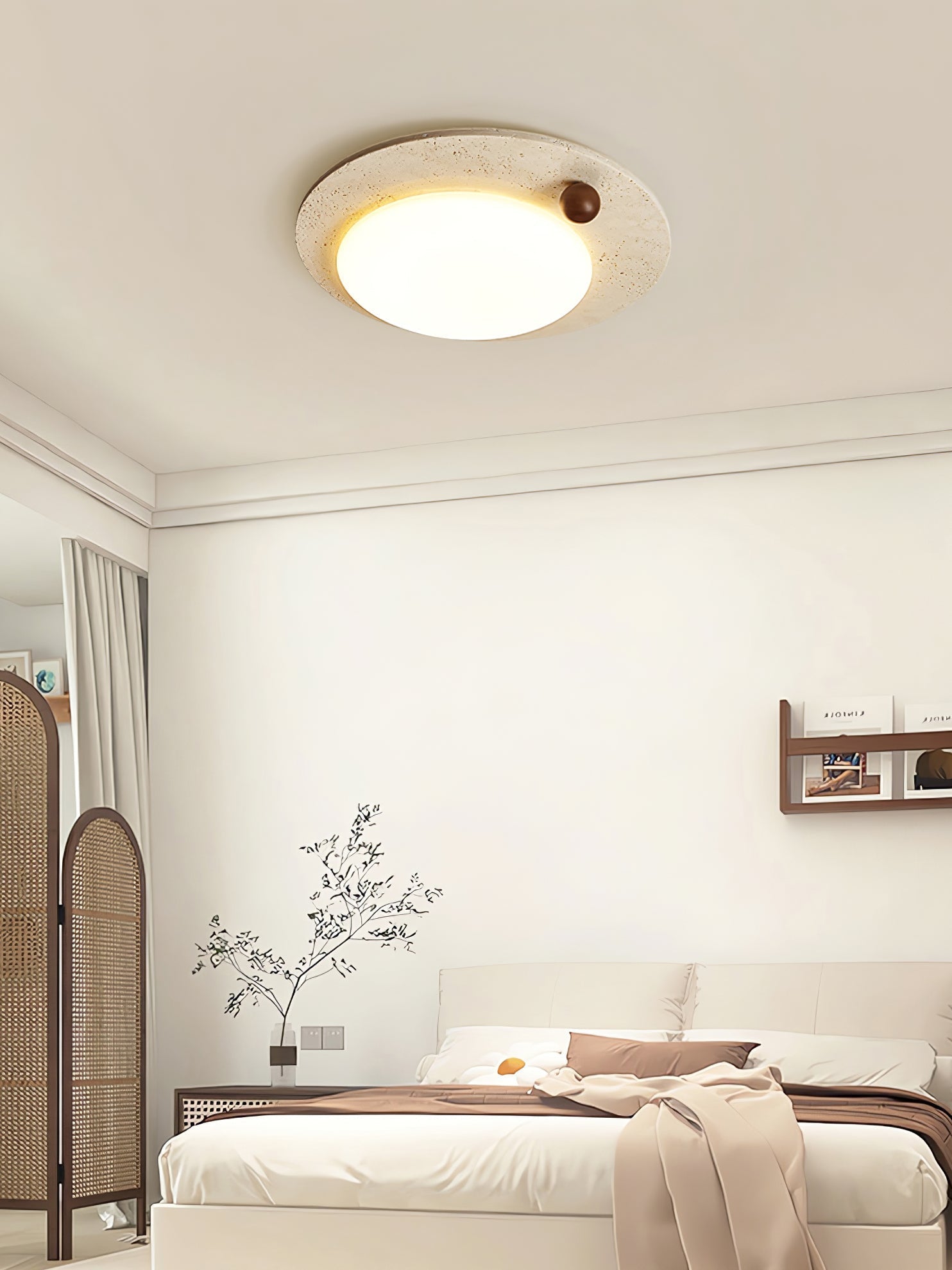 Circular Travertine Ceiling Light - Letslighting