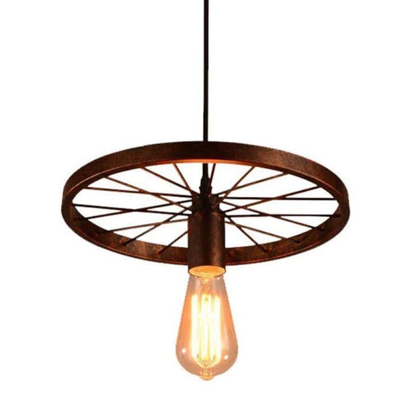 Silva Suspension Ronde Rétro, Métal, Noir/Rouille, Chambre à Coucher/Salon