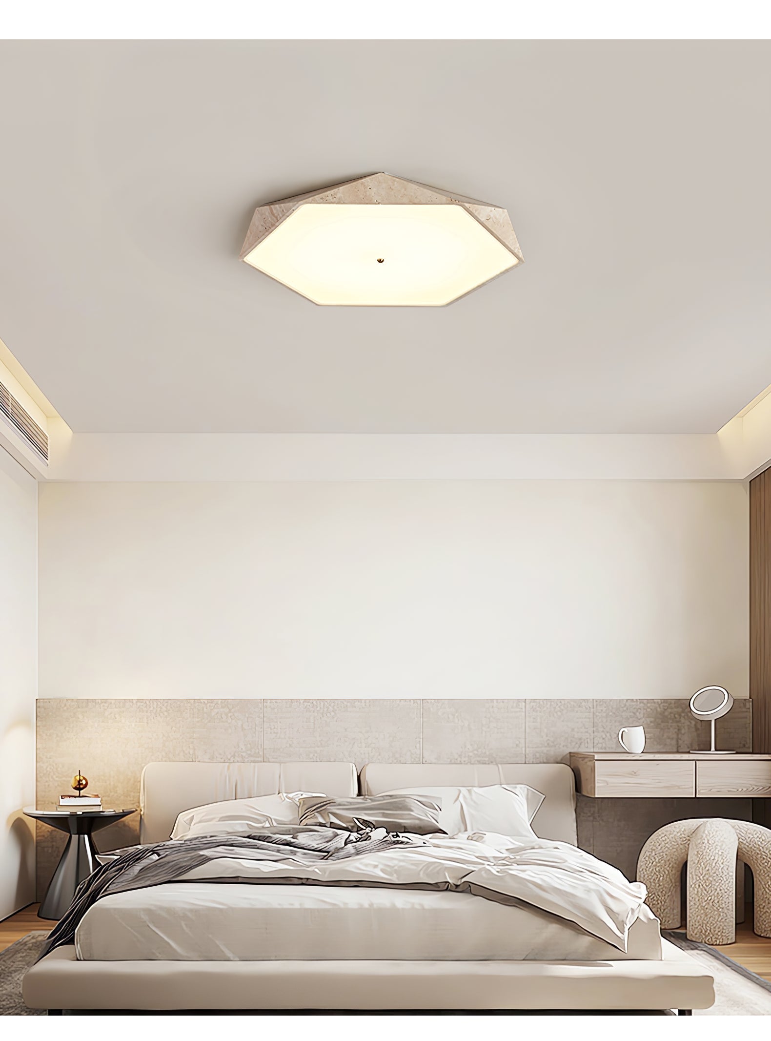 Hexagonal Travertine Ceiling Light - Letslighting