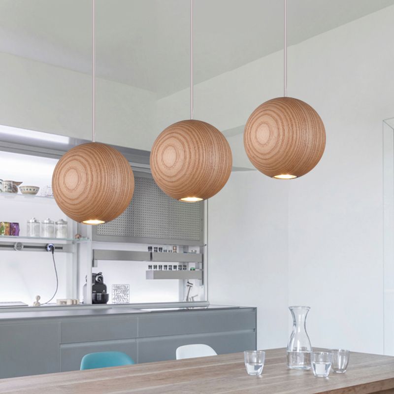 Muto Ball Cluster LED Suspension Bois Salon Chambre à coucher