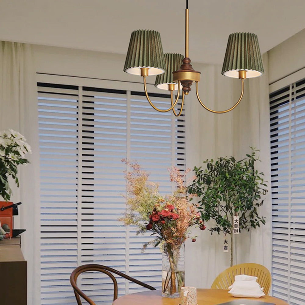 Silva Lustre Vintage, Métal/Tissu, Blanc/Vert, Salle à Manger/Salle à Séjour