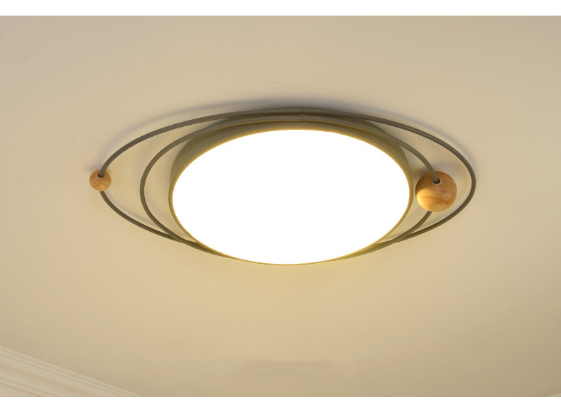 Arisha Plafonnier Rond Moderne, Metal/Bois, Blanc/Noir/Gris/Vert/Bleu, Salon