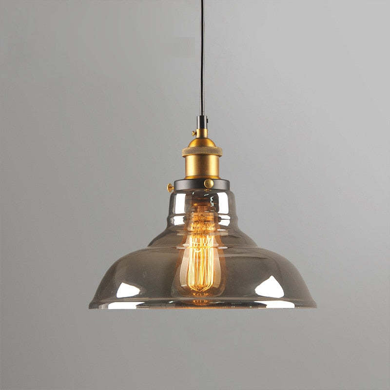 Arisha suspension Industriel en Verre, Clair/Ambre/Gris Fumé