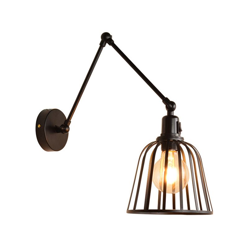 Silva Applique Murale Orientable Industrielle, Métal, Noir, Salon