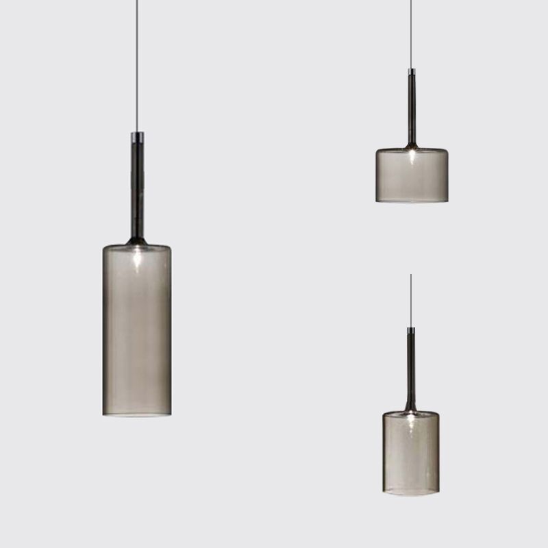 Valentina Lustre Suspension Moderne Minimaliste Verre Clair/Gris Bar
