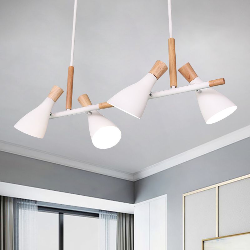 Valentina Luminaires Suspensions 4 Lampes Nordique Bois/Métal Blanc/Vert/Gris Cuisine/Salon