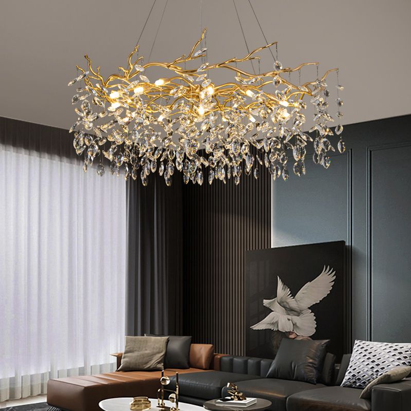 Kristy Lustre Branche Moderne Cristal/Métal Doré Salon