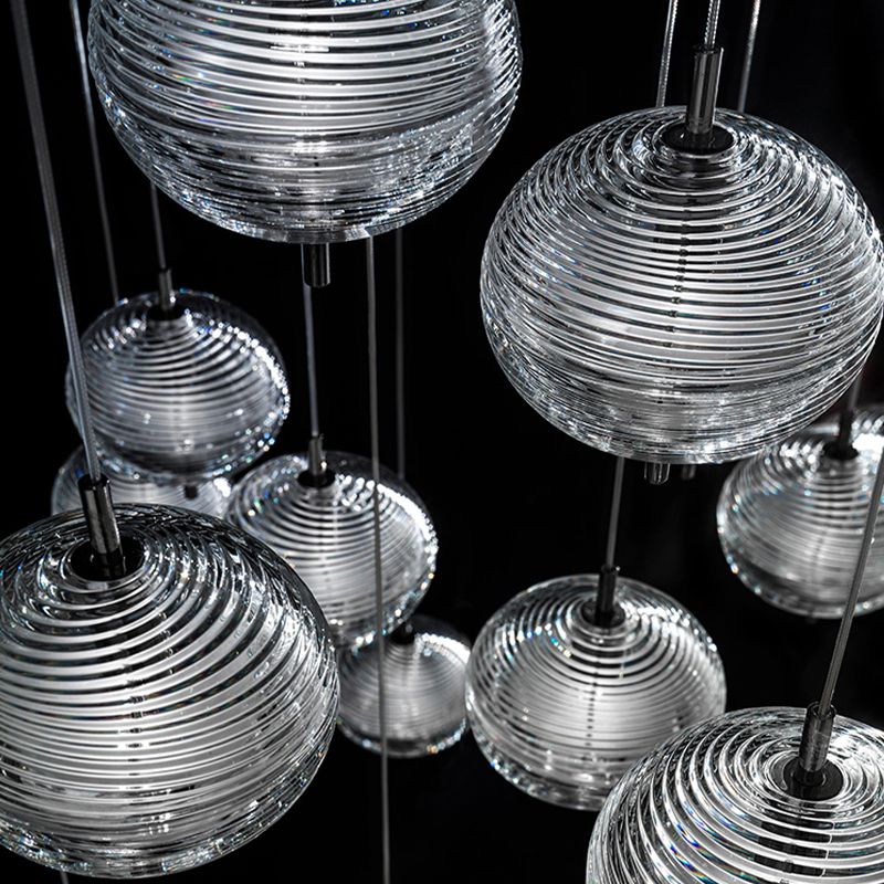 Valentina Suspension Globe Moderne, Verre/Métal, Noir/Or, Chambre