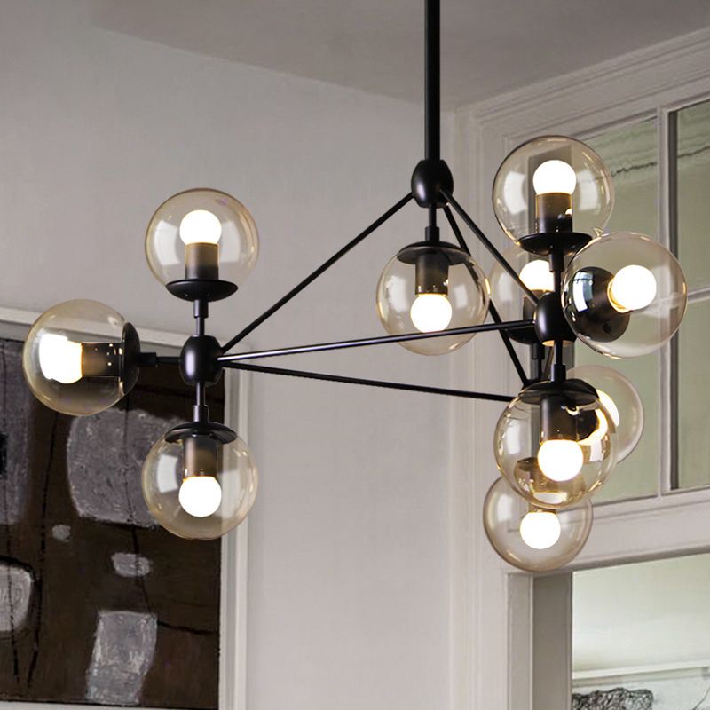 Valentina Lustre Industriel, Metal/Verre, Noir, Chambre