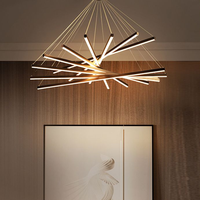 Arisha Luminaires Suspensions Linéaire Simple LED Moderne Métal Ferreux Salon