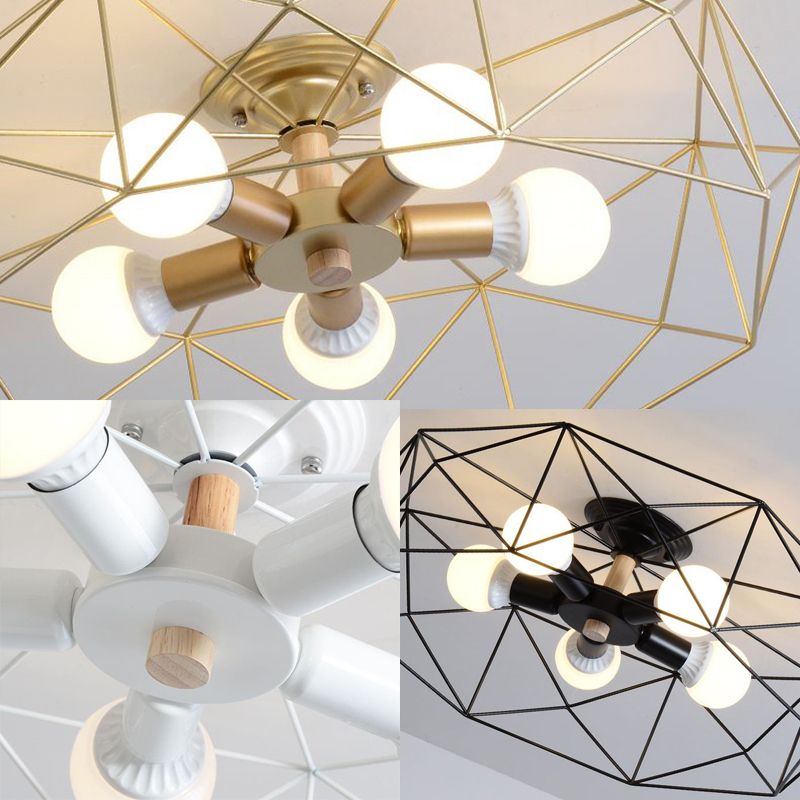 Arisha Moderne LED Plafonnier Doré/Blanc Métal Salon Chambre à coucher