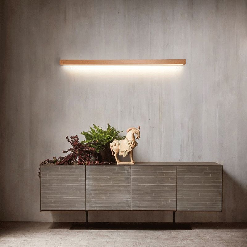 Muto Applique Murale Miroir Linéaire Minimaliste Bois Salon