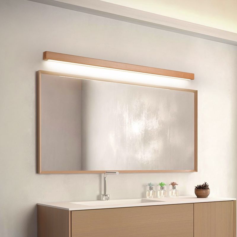 Muto Applique Murale Miroir Linéaire Minimaliste Bois Salon