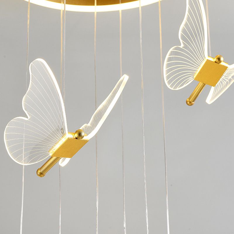 Olivia Moderne LED Suspension Doré Métal/Acrylique Salon Chambre à coucher