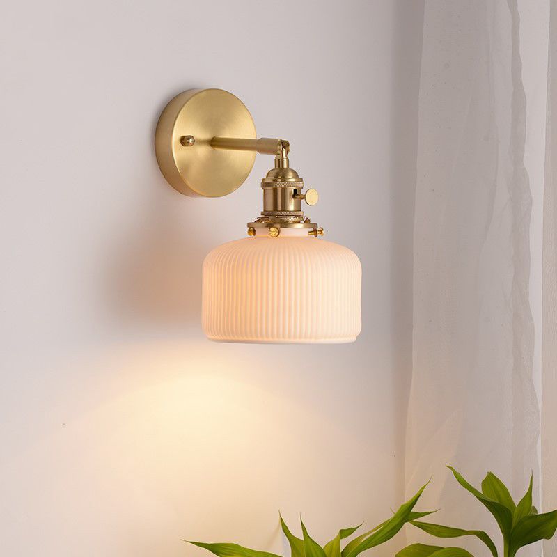 Arisha Applique Murale Géométrique Vintage, Métal/Céramique, Blanc, Chambre