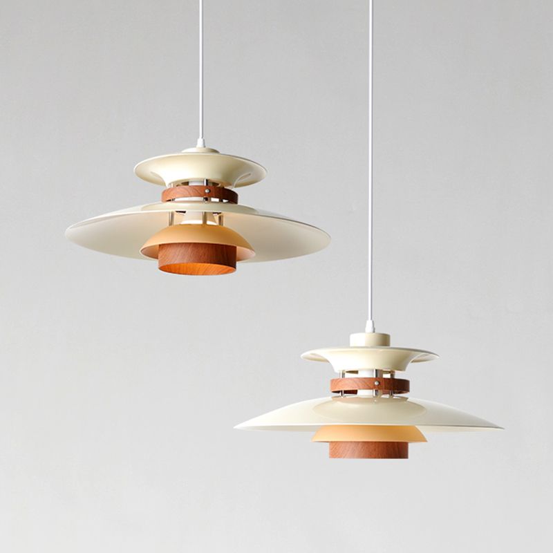 Valentina Suspension Bol Moderne, Métal, Blanc/Bois/Marron, Salon