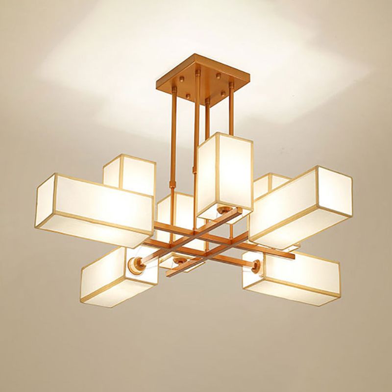 Arisha Lustre Carré Contemporain, Metal/Tissu, Noir/Or, Chambre