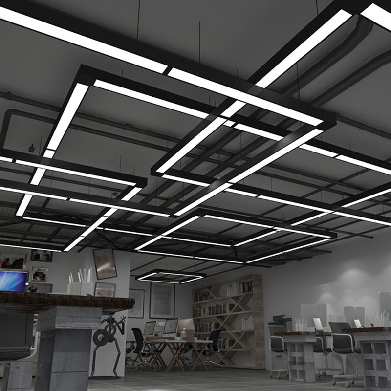 Ray Moderne Suspension Rectangulaire Noire