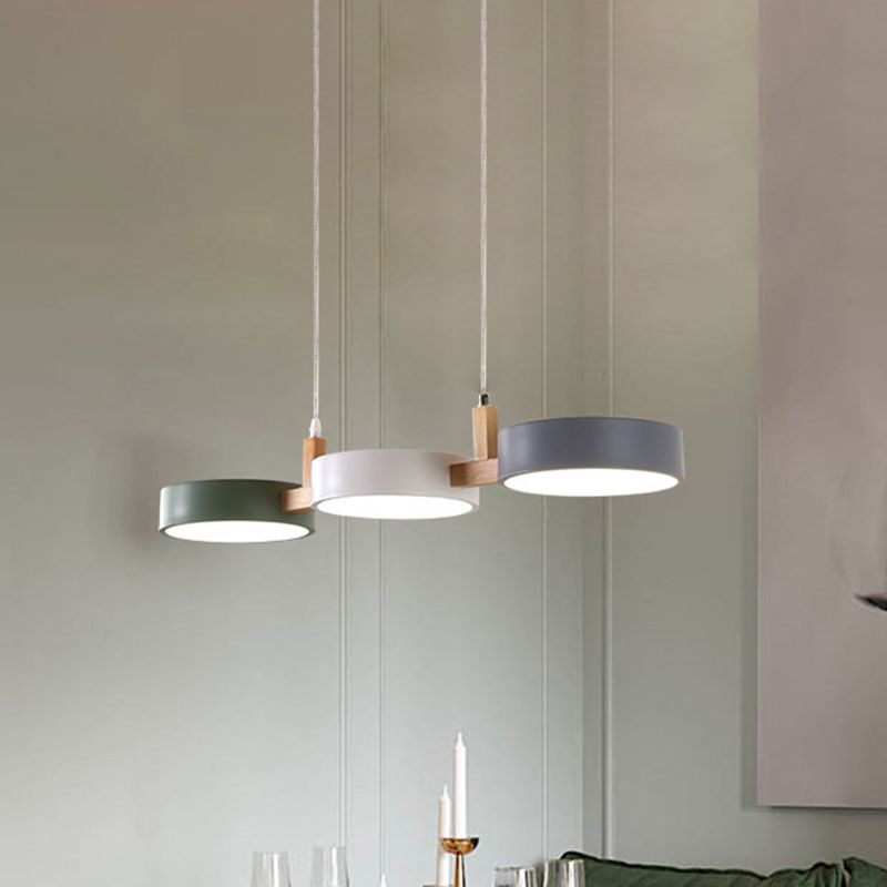 Valentina Suspension Anneau Moderne, Bois/Métal, Blanc/Gris/Vert, Salon