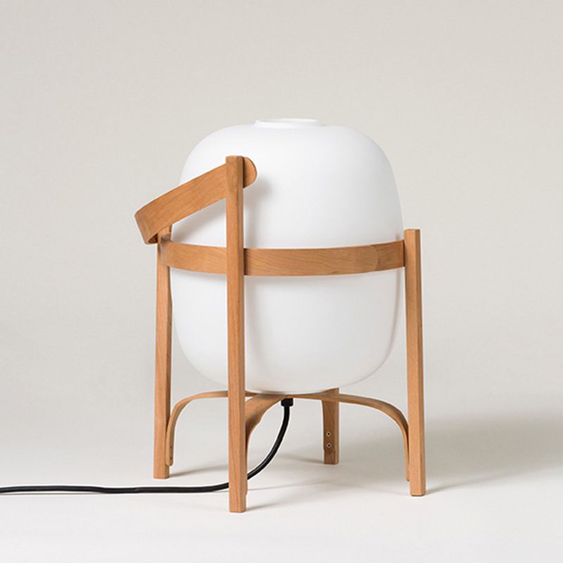 Muto Lampadaire Lanterne Moderne, Bois/Verre, Blanc/Bois, Salon