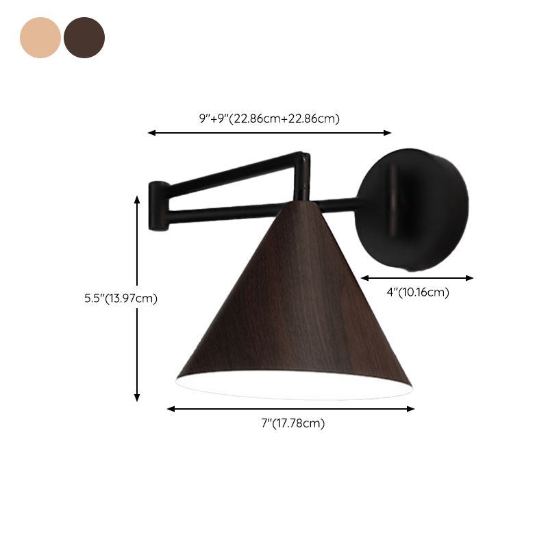 Muto Applique Murale Ajustable Conique, Métal, Marron/Bois, Chambre