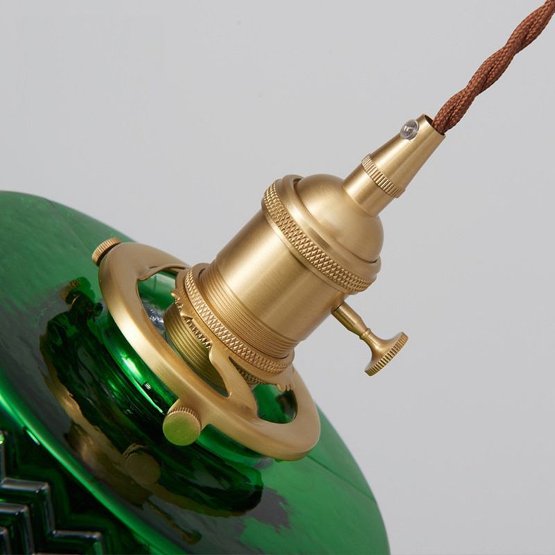 Valentina Suspension Cylindre/Géométrie Vintage, Métal/Verre, Vert, Salle à Manger