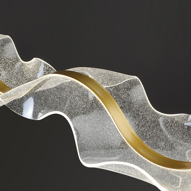 Kristy Luminaires Suspensions Vague Moderne Métal/Acrylique Blanc/Doré Salon