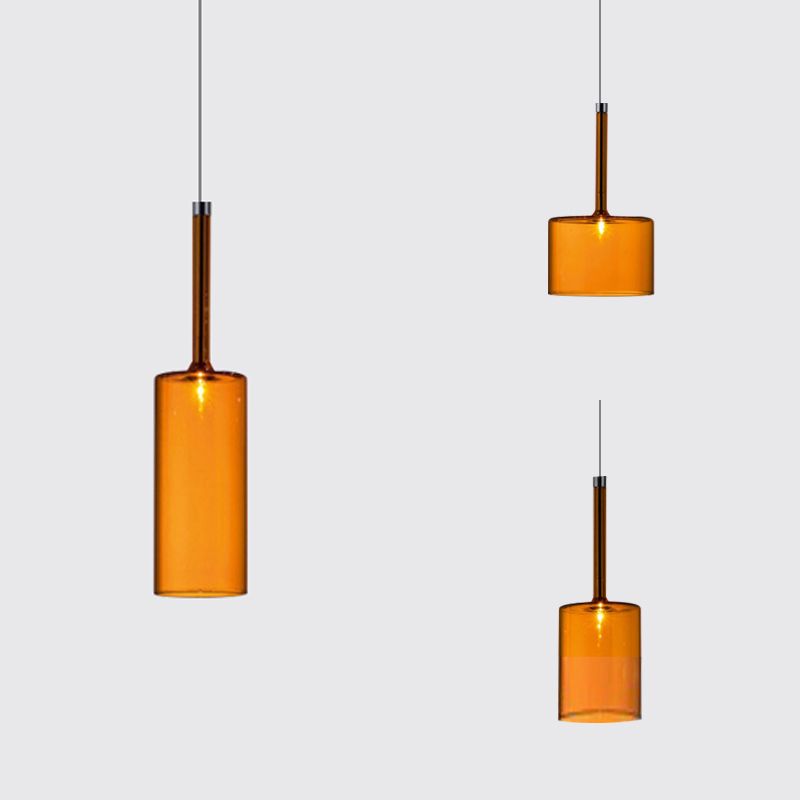 Valentina Lustre Suspension Moderne Minimaliste Verre Clair/Gris Bar