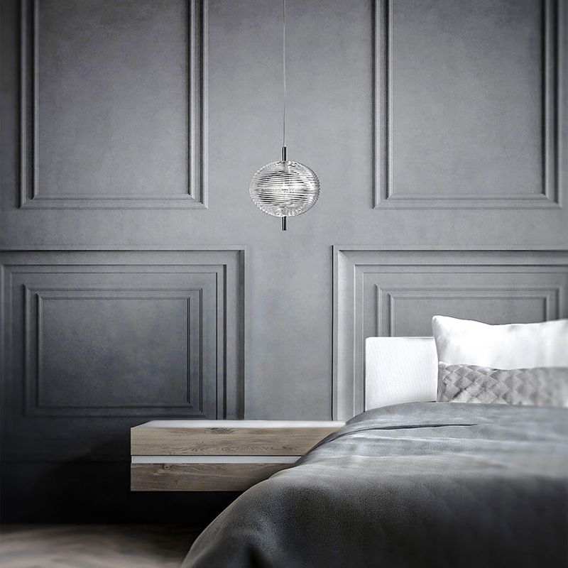 Valentina Suspension Globe Moderne, Verre/Métal, Noir/Or, Chambre