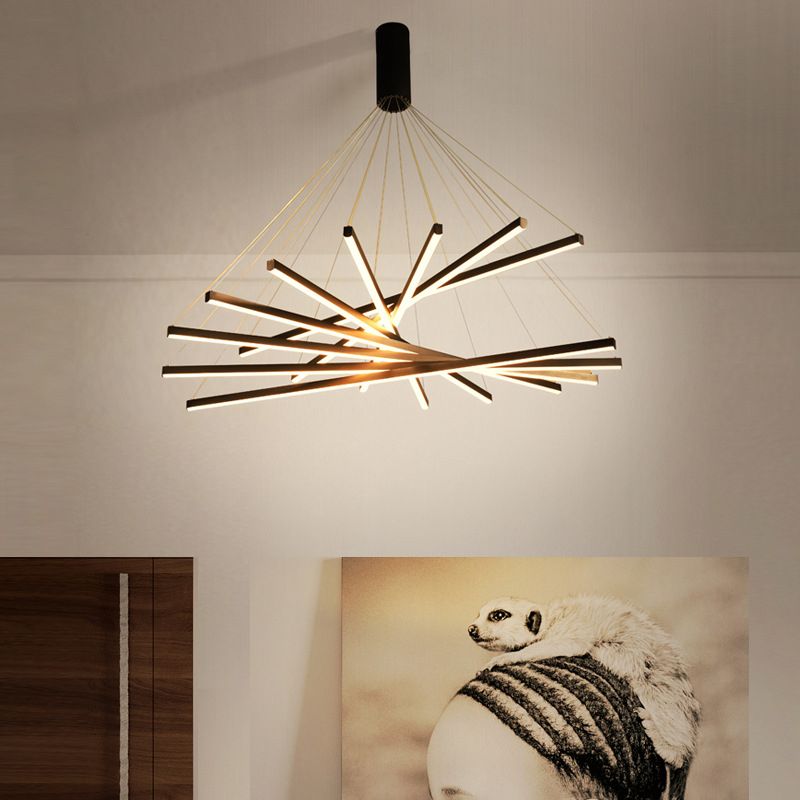 Arisha Luminaires Suspensions Linéaire Simple LED Moderne Métal Ferreux Salon