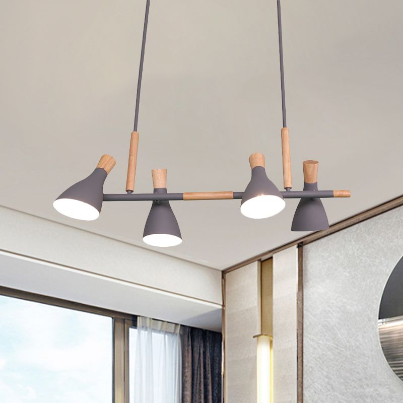 Valentina Luminaires Suspensions 4 Lampes Nordique Bois/Métal Blanc/Vert/Gris Cuisine/Salon