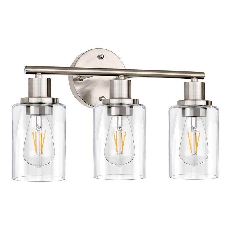 Silva Applique Murale Cylindrique Simple, Métal/Verre, Nickel, Salle de Bain