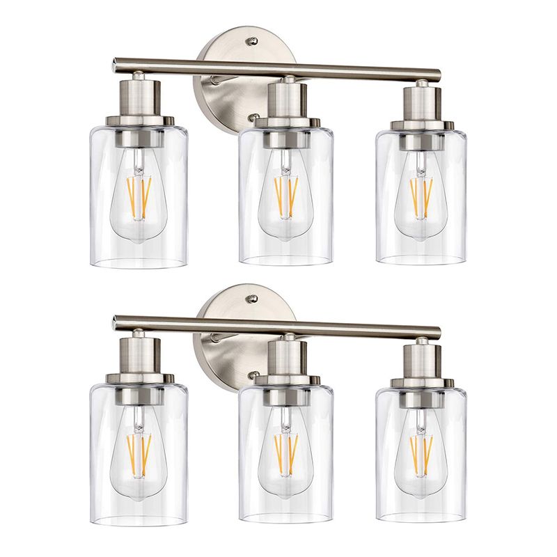 Silva Applique Murale Cylindrique Simple, Métal/Verre, Nickel, Salle de Bain
