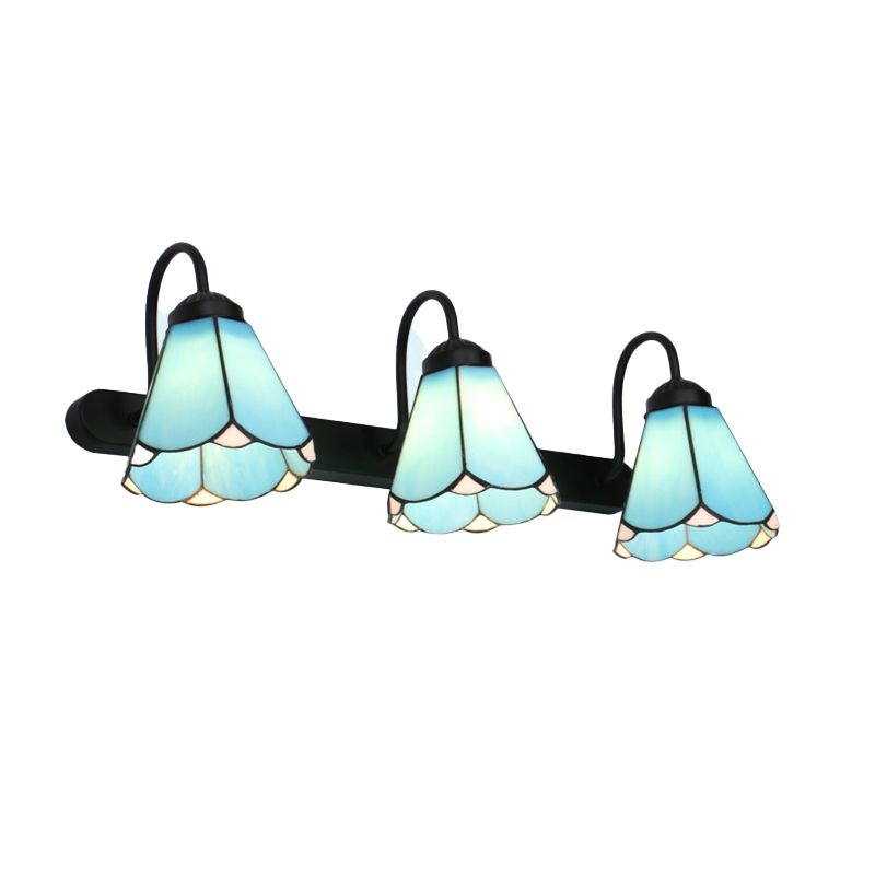 Tiffany Applique Murale Fleur Vintage, Métal, Noir/Bleu/Blanc, Salle de Bain