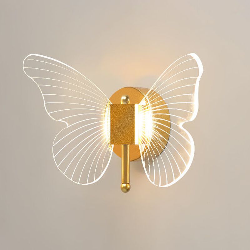 Arisha Applique Miroir Papillon Design, Métal/Acrylique, Or, Chambre