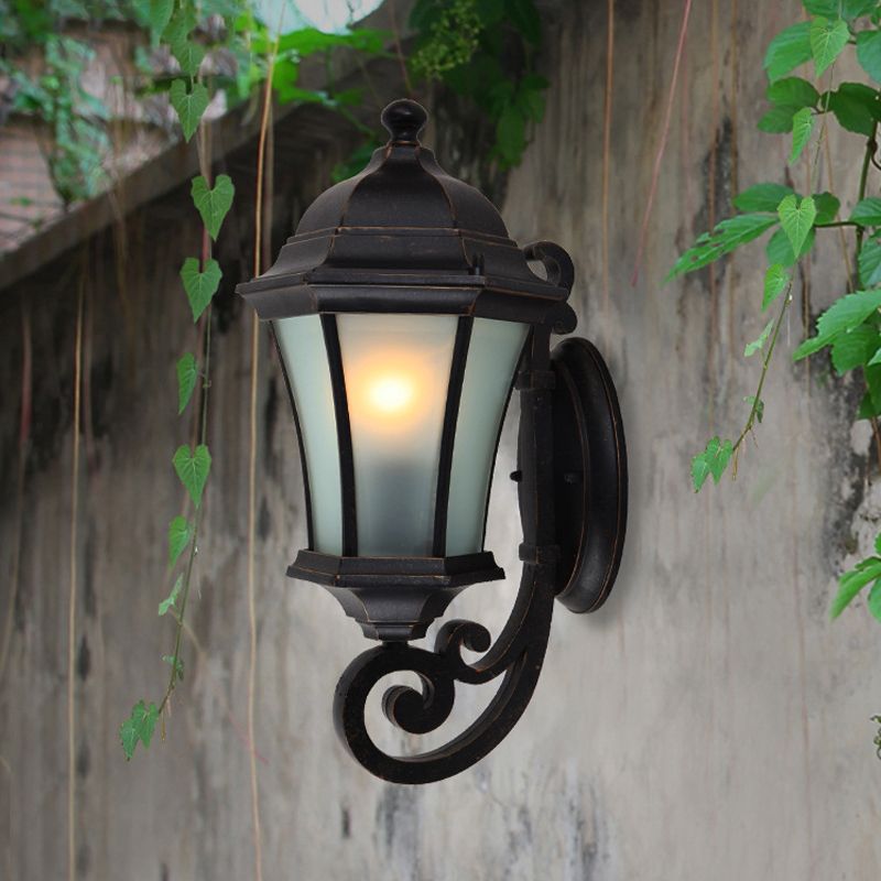 Silva Vintage LED Applique Noir Métal Verre Extérieur Jardin Balcon