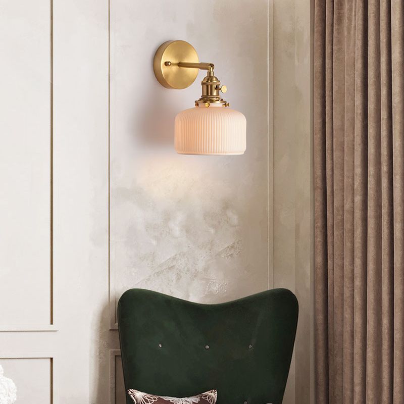 Arisha Applique Murale Géométrique Vintage, Métal/Céramique, Blanc, Chambre