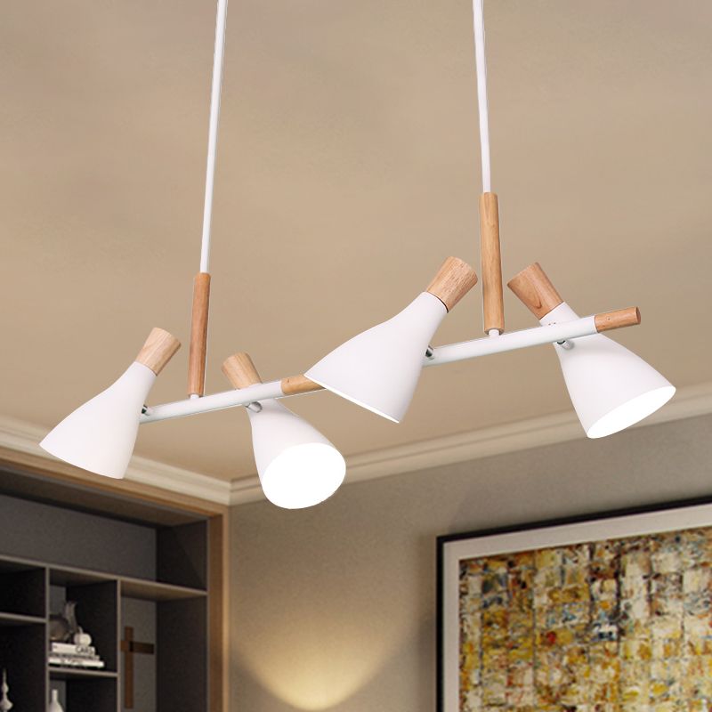 Valentina Luminaires Suspensions 4 Lampes Nordique Bois/Métal Blanc/Vert/Gris Cuisine/Salon