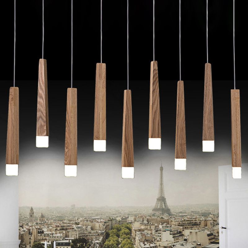 Muto Linéaire LED Suspension Bois/Acrylique Chambre à coucher Salle à manger